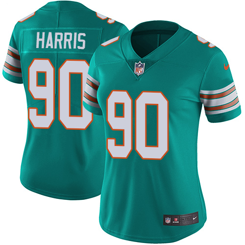Nike Miami Dolphins #90 Charles Harris Aqua Green Alternate Women Stitched NFL Vapor Untouchable Limited Jersey->women nfl jersey->Women Jersey